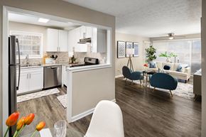 Stone Mountain apartment for rent - a living room with a kitchen and a dining room