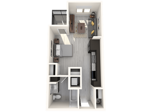 Floor plan for studio, 1 bath, 459 sqft