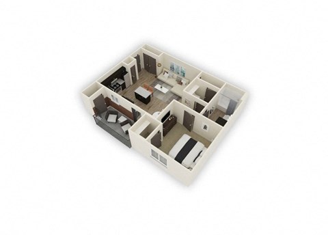 Floor plan for 1 bed, 1 bath, 784 sqft