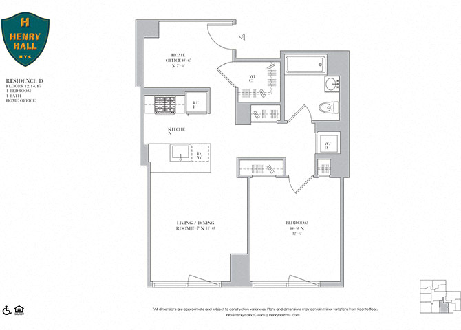 Floor plan for 1 bed, 1 bath, 712 sqft