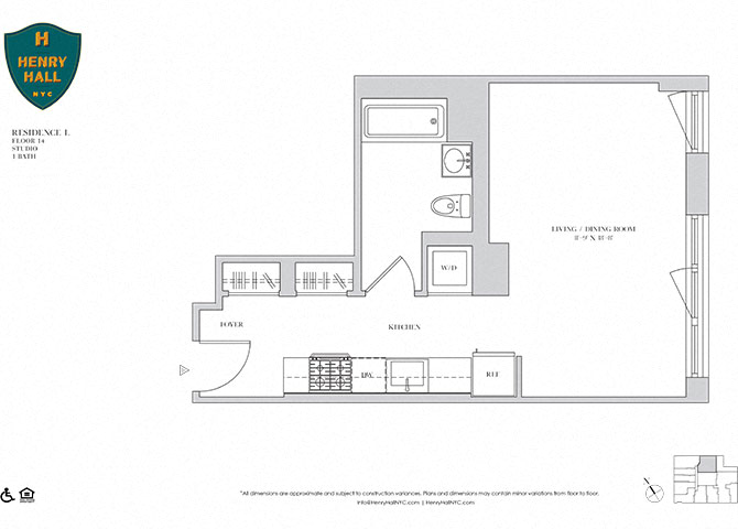 Floor plan for studio, 1 bath, 471 sqft