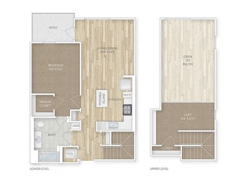 Floor plan for 1 bed, 1 bath, 947 sqft