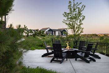 Outdoor seating and firepit areas