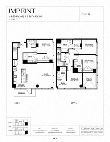 Floor plan for 4 beds, 4.5 baths, 2170 sqft