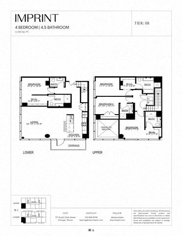 Floor plan for 4 beds, 4.5 baths, 2182 sqft