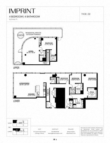Floor plan for 4 beds, 4 baths, 3276 sqft