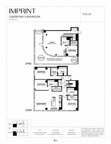 Floor plan for 4 beds, 4 baths, 3119 sqft