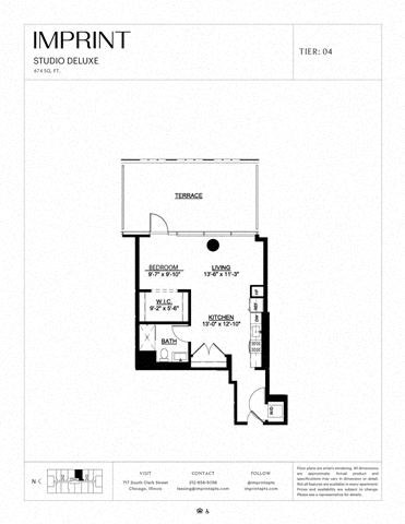 Floor plan for studio, 1 bath, 674 sqft