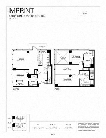 Floor plan for 3 beds, 3 baths, 2133 sqft