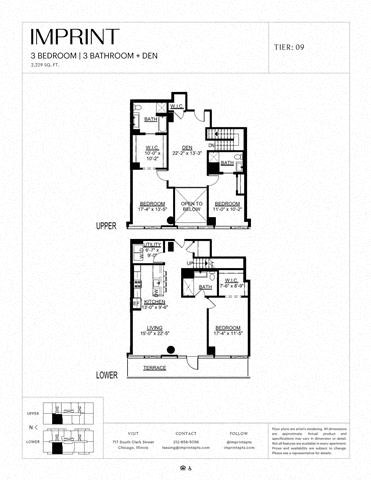 Floor plan for 3 beds, 3 baths, 2229 sqft