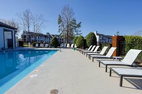 Greensboro apartment for rent - Pool with sun loungers at The Madison at Adams Farm, Greensboro, NC, 27407