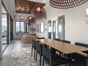 West Jordan apartment for rent - Long Dining Table in chairs at Upper West, West Jordan Utah
