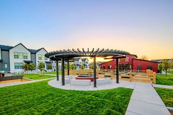 A pavilion with picnic table