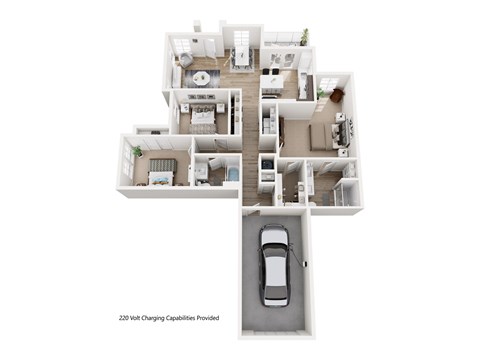 Floor plan for 3 beds, 2 baths, 1422 sqft