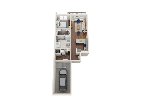 Floor plan for 1 bed, 1 bath, 783 sqft