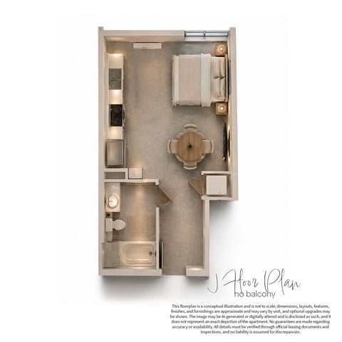 Floor plan for studio, 1 bath, 421 sqft