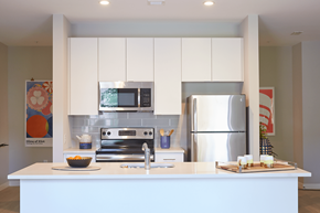Hyattsville apartment for rent - a white kitchen with stainless steel appliances and a sink