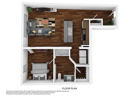 Floor plan for 1 bed, 1 bath, 660 sqft