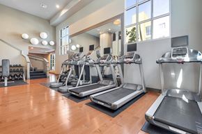 San Jose apartment for rent - A gym with treadmills and elliptical machines.