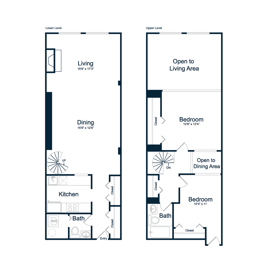 Floor plan for 2 beds, 2 baths, 1150 sqft