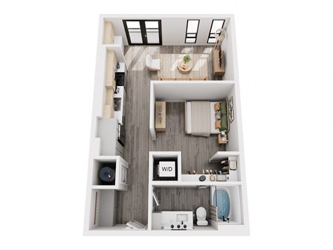 Floor plan for 1 bed, 1 bath, 646 sqft