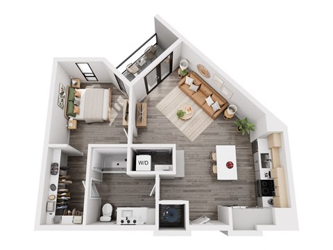Floor plan for 1 bed, 1 bath, 758 sqft