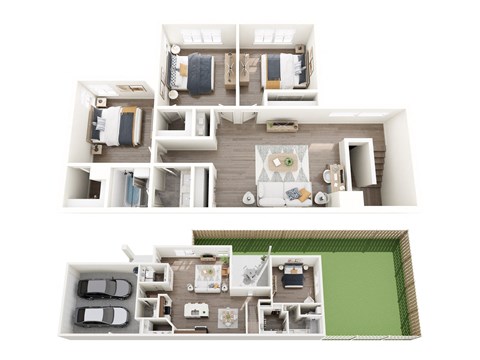 Floor plan for 4 beds, 2.5 baths, 2001 sqft