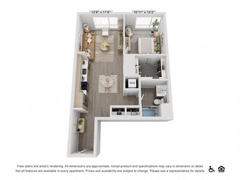 Floor plan for 1 bed, 1 bath, 787 sqft
