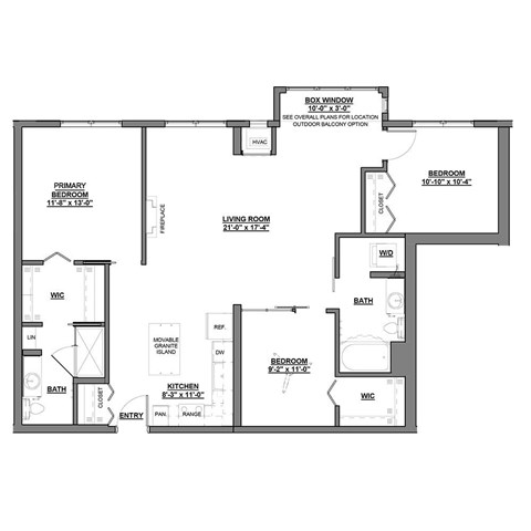 Floor plan for 3 beds, 2 baths, 1248 sqft
