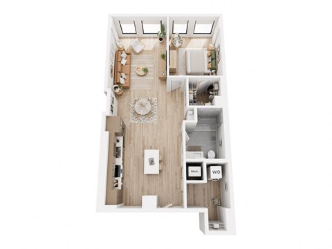 Floor plan for 1 bed, 1 bath, 942 sqft