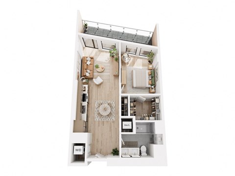 Floor plan for 1 bed, 1 bath, 773 sqft