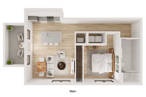 Floor plan for 1 bed, 1 bath, 680 sqft