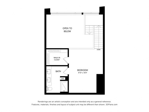 Floor plan for studio, 1.5 baths, 1083 sqft