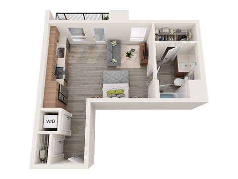 Floor plan for studio, 1 bath, 510 sqft