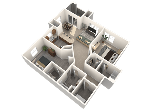 Floor plan for 2 beds, 2 baths, 1134 sqft