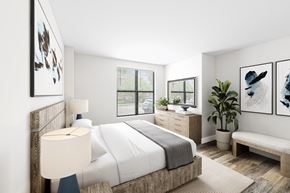 Alexandria apartment for rent - a bedroom with a bed and a dresser in a 555 waverly unit