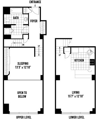 Floor plan for 1 bed, 1 bath, 903 sqft