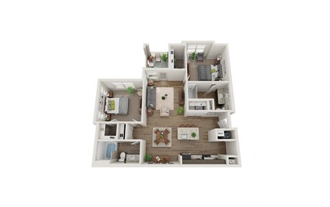 Floor plan for 2 beds, 2 baths, 1128 sqft