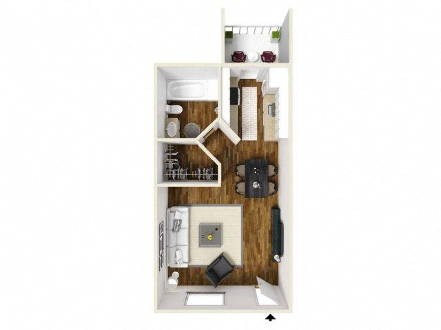 Floor plan for studio, 1 bath, 405 sqft