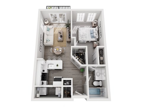 Floor plan for 1 bed, 1 bath, 811 sqft