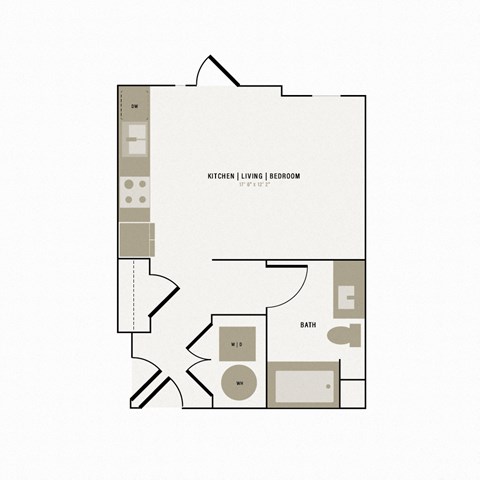 Floor plan for studio, 1 bath, 463 sqft