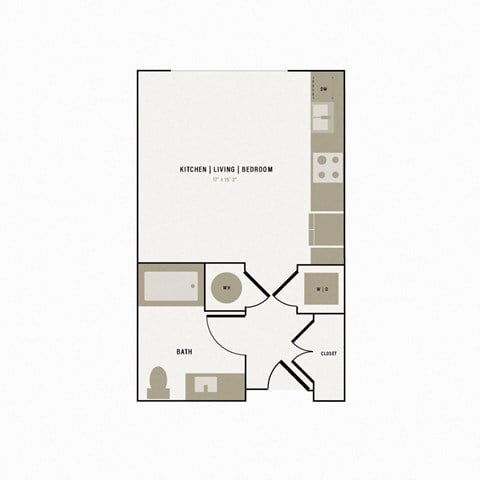 Floor plan for studio, 1 bath, 463 sqft