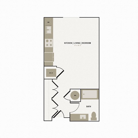 Floor plan for studio, 1 bath, 547 sqft