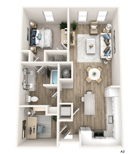 Floor plan for 1 bed, 1 bath, 824 sqft