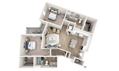 Floor plan for 2 beds, 2 baths, 1189 sqft