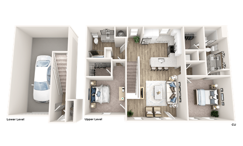 Floor plan for 2 beds, 2 baths, 1268 sqft