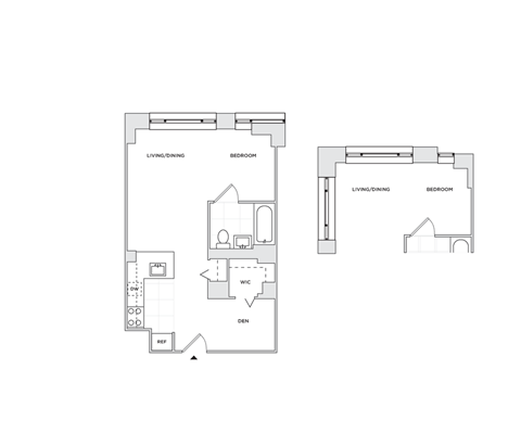 Floor plan for studio, 1 bath, 500 sqft