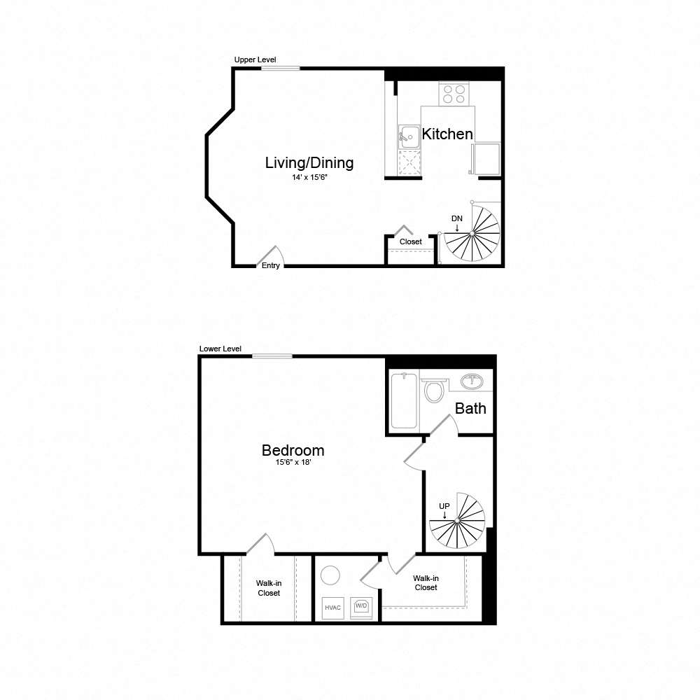 Floor plan for 1 bed, 1 bath, 820 sqft