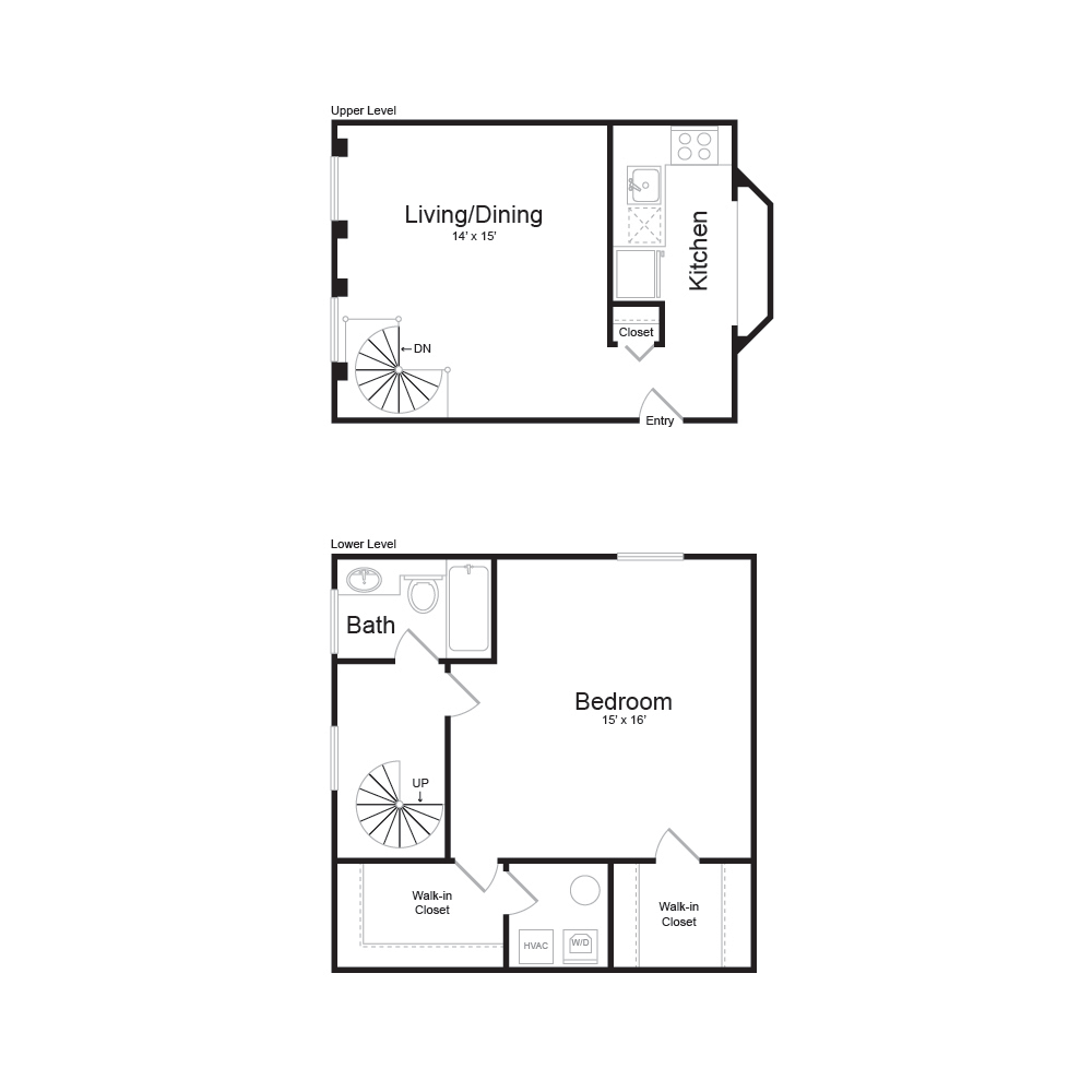 Floor plan for 1 bed, 1 bath, 820 sqft