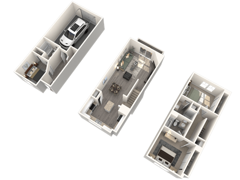 Floor plan for 3 beds, 3 baths, 1424 sqft